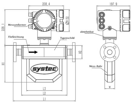 Zeichnung Coriolis Durchflussmesser